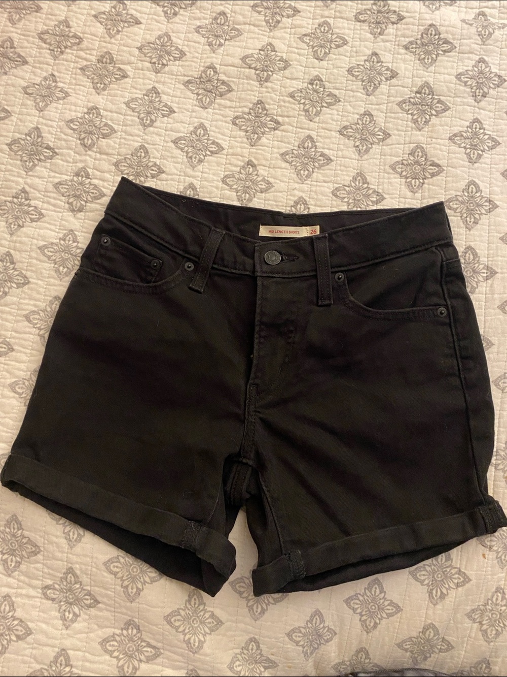 Levi's Black Rolled-Hem Denim Shorts